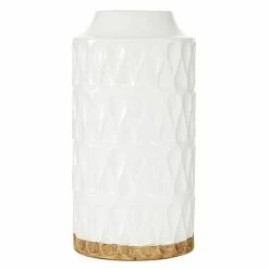 Promo 🛒 Grayson Lane Set of 2 8-in x 16-in Contemporary Vase - White Porcelain 🔥