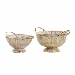 Budget π₯° Grayson Lane Set of 2 21-in , 19-in Eclectic Decorative Bowl - Gold - Metal βοΈ