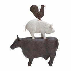 Budget 😀 Grayson Lane Farmhouse Animals Sculpture - Brown Poly Stone - 14-in X 11-in 😉
