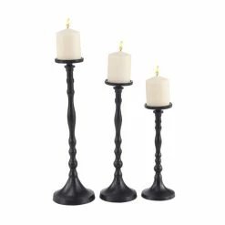 Cheapest 😉 Grayson Lane 3-Candle Pillar Holder - 12-in, 15-in, 18-in - Black Metal ⭐