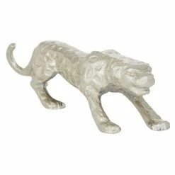 Discount ✔️ Grayson Lane Leopard Contemporary Sculpture - Silver Aluminum - 5-in X 21-in 🔔