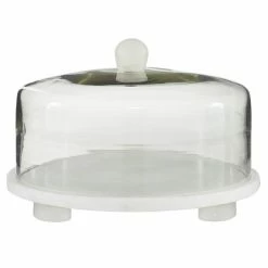 Outlet ✨ Grayson Lane 8-in x 12-in x 12-in Cake Stand - White Marble 😀