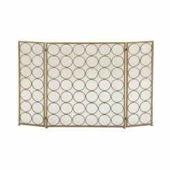 Budget 🎉 Grayson Lane Modern Fireplace Screen Brass Metal - 32-in X 47-in ❤️