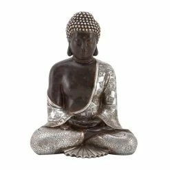 Buy 🌟 Grayson Lane Bohemian - Silver Poly Stone Buddha Sculpture - 11-in X 9-in ❤️