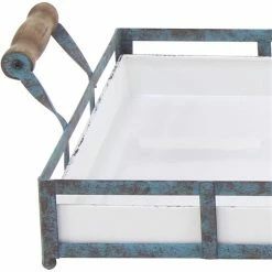 Cheap 😉 Grayson Lane Set of 2 22-in , 19-in Farmhouse Tray- Blue - Metal ⭐ -GRAYSON LANE Sales 2022 330858561 AlternateImage2 l