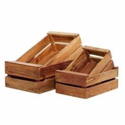 Best Sale 🌟 Grayson Lane Set of 4 13-in , 16-in , 19-in , 22-in Farmhouse Storage Basket - Brown Mahogany 😀