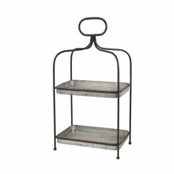 Wholesale ❤️ Grayson Lane Farmhouse 2 Tier Tray Stand - Brown Iron - 26-in X 14-in 👏
