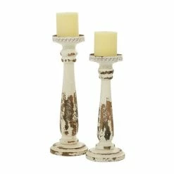 Deals 🎁 Grayson Lane 2-Candle Wood Pillar Holder - 13-in, 15-in ✔️