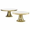Budget 😀 Grayson Lane Set of 2 12-in, 10-in Gold Natural Cake Stand - Stoneware ❤️