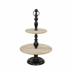 New 🧨 Grayson Lane Rustic 2 Tier Tray Stand - Black Wood and Iron- 26-in X 16-in 🎉 -GRAYSON LANE Sales 2022 330858594 AlternateImage4 l