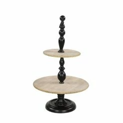 New 🧨 Grayson Lane Rustic 2 Tier Tray Stand - Black Wood and Iron- 26-in X 16-in 🎉 -GRAYSON LANE Sales 2022 330858594 AlternateImage5 l