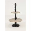 New 🧨 Grayson Lane Rustic 2 Tier Tray Stand - Black Wood and Iron- 26-in X 16-in 🎉