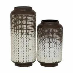 Discount 🥰 Grayson Lane Set of 2 6-in x 11-in Boho Style Vase - Black - Metal 🧨