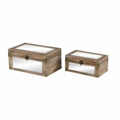 Best Pirce β Grayson Lane Set of 2 12-in , 9-in Brown Natural Box Wood π₯°