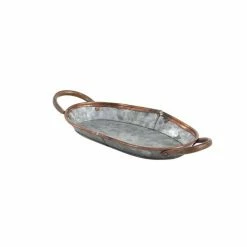 New 💯 Grayson Lane Set of 3 14-in , 22-in , 28-in Farmhouse Tray - Grey - Metal 🥰 -GRAYSON LANE Sales 2022 330858603 AlternateImage4 l