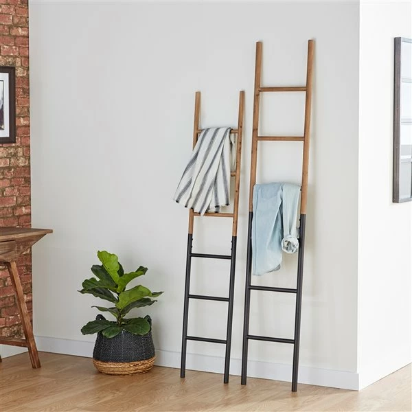 Deals 🤩 Grayson Lane Set of 2 71-in , 62-in Industrial Ladder - Brown - Metal 🎉 2 Deals 🤩 Grayson Lane Set of 2 71-in , 62-in Industrial Ladder - Brown - Metal 🎉 - Image 2