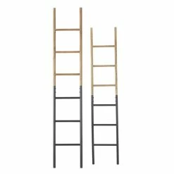 Deals 🤩 Grayson Lane Set of 2 71-in , 62-in Industrial Ladder - Brown - Metal 🎉