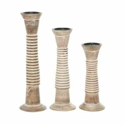 Budget 😍 Grayson Lane 3-Candle Wood Pillar Holder - 12-in 15-in, 18-in 😍 -GRAYSON LANE Sales 2022 330858627 AlternateImage5 l