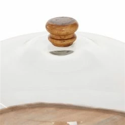 Best Pirce 👍 Grayson Lane 9-in x 13-in Natural Cake Stand with Cloche - Brown Wood and Glass ✨ -GRAYSON LANE Sales 2022 330858630 AlternateImage3 l