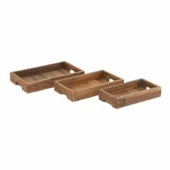 Best deal 🎉 Grayson Lane Set of 3 14-in , 16-in , 18-in Rustic Tray - Brown Wood 🤩