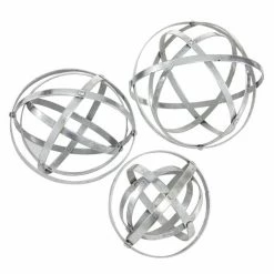 Flash Sale ✔️ Grayson Lane Set of 3 6-in , 8-in , 10-in Silver Modern Orbs Balls Sculpture - Metal 😍 -GRAYSON LANE Sales 2022 330858636 AlternateImage3 l