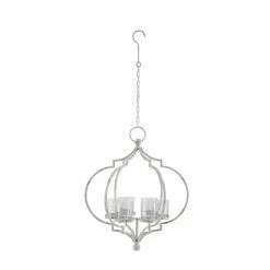 Coupon 😀 Grayson Lane Metal Candlestick - 19-in x 17-in - White Iron - 6-Candle 🔔 -GRAYSON LANE Sales 2022 330858637 AlternateImage5 l