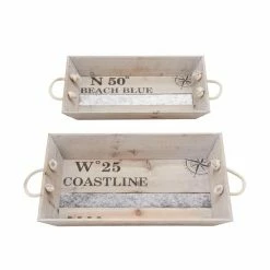 Promo 😍 Grayson Lane Coastal Tray in White Wood - Set of 2 🌟