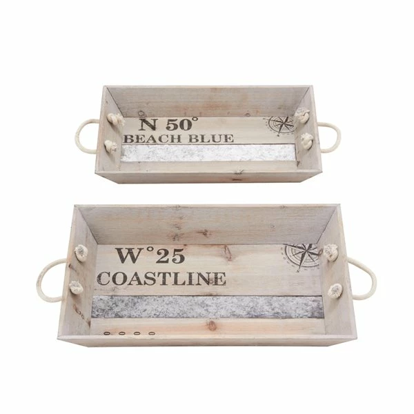 Promo 😍 Grayson Lane Coastal Tray in White Wood - Set of 2 🌟 1 Promo 😍 Grayson Lane Coastal Tray in White Wood - Set of 2 🌟