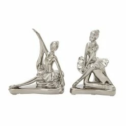 Best Pirce ❤️ Grayson Lane 6-in x 7-in Silver Glam Dancer Sculpture Porcelain - Set of 2 🌟