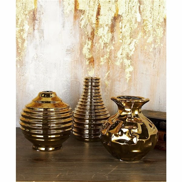 Top 10 ๐ Grayson Lane 6-in x 6-in Glam Vase Gold Stoneware - Set of 3 ๐ 2 Top 10 ๐ Grayson Lane 6-in x 6-in Glam Vase Gold Stoneware - Set of 3 ๐ - Image 2