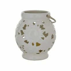 Wholesale 👏 Grayson Lane 1 Candle White Ceramic Lantern Candle Holder 👍