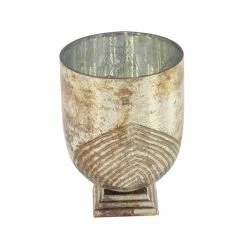 Buy 😀 Grayson Lane 1 Candle Gold Glass Pillar Rustic Candle Holder 🤩