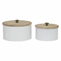 Best Sale π Grayson Lane Natural Decorative Jar White Metal - Set of 2 π