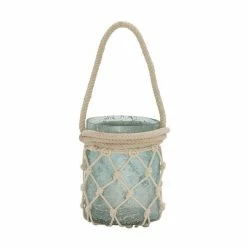 Hot Sale 🔔 Grayson Lane 1 Candle Glass Lantern Coastal Candle Holder - Aquamarine 🔔