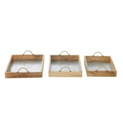 Cheap 🥰 Grayson Lane Contemporary Tray Brown Mango Wood - Set of 3 ⌛ -GRAYSON LANE Sales 2022 330858708 AlternateImage4 l