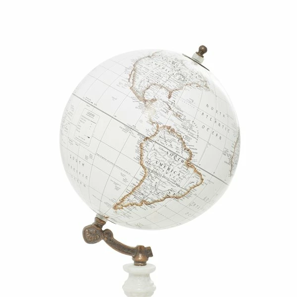 New π₯ Grayson Lane 14-in x 8-in Modern Globe White Marble and Metal π― 4 New π₯ Grayson Lane 14-in x 8-in Modern Globe White Marble and Metal π― - Image 4