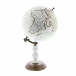 New 🔥 Grayson Lane 14-in x 8-in Modern Globe White Marble and Metal 💯