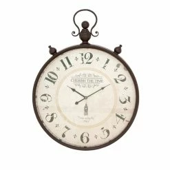 Flash Sale 🔔 Grayson Lane White and Brown Analogue Round Wall Standard Clock ❤️