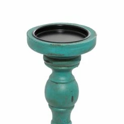 Top 10 ✔️ Grayson Lane 3 Candle Teal Wood Pillar Traditional Candle Holder - Set of 3 🎉 -GRAYSON LANE Sales 2022 330858758 AlternateImage3 l