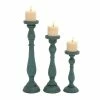 Top 10 ✔️ Grayson Lane 3 Candle Teal Wood Pillar Traditional Candle Holder - Set of 3 🎉