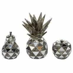Wholesale ๐ Grayson Lane Contemporary Fruit Sculpture Silver Polystone - Set of 3 ๐