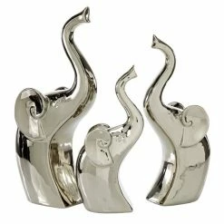 Promo 🤩 Grayson Lane Silver Contemporary Elephant Sculpture Porcelain - Set of 3 😉 -GRAYSON LANE Sales 2022 330858766 AlternateImage3 l