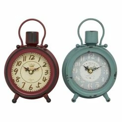 Brand new 🎉 Grayson Lane Red and Grey Analogue Round Tabletop Standard Clock - Set of 2 ⭐