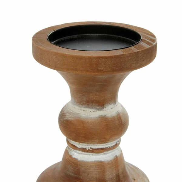Hot Sale 👍 Grayson Lane 1 Candle Brown Wood Pillar Farmhouse Candle Holder - Set of 3 ⭐ 3 Hot Sale 👍 Grayson Lane 1 Candle Brown Wood Pillar Farmhouse Candle Holder - Set of 3 ⭐ - Image 3