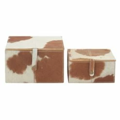 Best Sale π₯ Grayson Lane Brown Leather Natural Box - Set of 2 π§¨