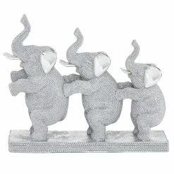 Promo 😉 Grayson Lane 9-in x 11-in Glam Sculpture Silver Polystone Elephant 😉