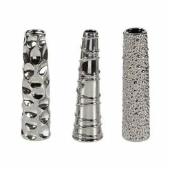 Best reviews of 🔔 Grayson Lane 12-in x 3-in Glam Vase in Silver Ceramic - Set of 3 😀 -GRAYSON LANE Sales 2022 330858801 AlternateImage4 l