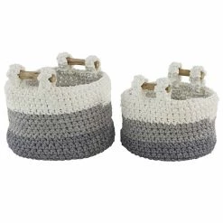 Best reviews of 😍 Grayson Lane Bohemian Grey Polyester Storage Basket - Set of 2 🎉