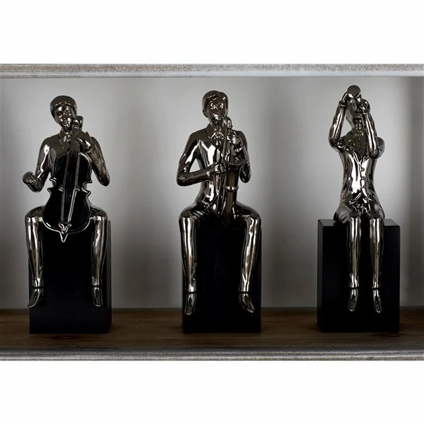 Budget 🔥 Grayson Lane 5-in x 14-in Silver Modern Musician Sculpture Porcelain - Set of 4 🤩 2 Budget 🔥 Grayson Lane 5-in x 14-in Silver Modern Musician Sculpture Porcelain - Set of 4 🤩 - Image 2