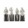 Budget 🔥 Grayson Lane 5-in x 14-in Silver Modern Musician Sculpture Porcelain - Set of 4 🤩